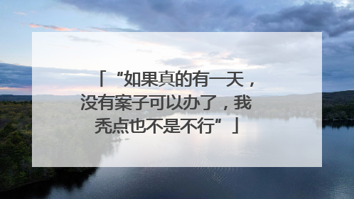 “如果真的有一天，没有案子可以办了，我秃点也不是不行”