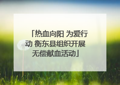 热血向阳 为爱行动 衡东县组织开展无偿献血活动