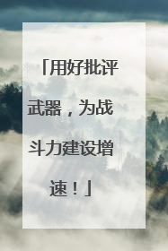 用好批评武器，为战斗力建设增速！