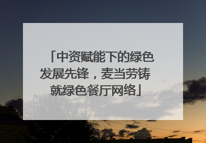 中资赋能下的绿色发展先锋，麦当劳铸就绿色餐厅网络
