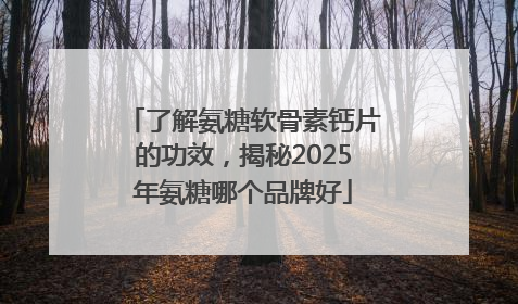 了解氨糖软骨素钙片的功效，揭秘2025年氨糖哪个品牌好