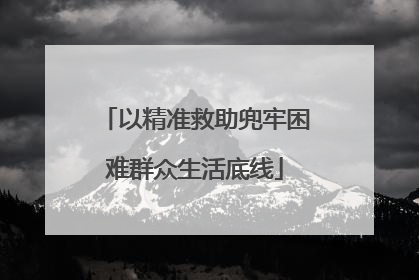 以精准救助兜牢困难群众生活底线