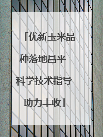 优新玉米品种落地昌平 科学技术指导助力丰收