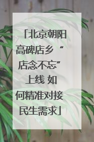 北京朝阳高碑店乡“店念不忘” 上线 如何精准对接民生需求