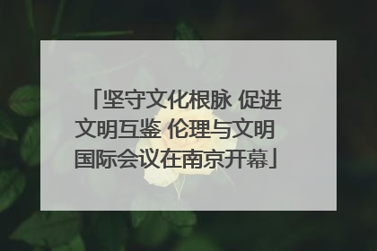 坚守文化根脉 促进文明互鉴 伦理与文明国际会议在南京开幕