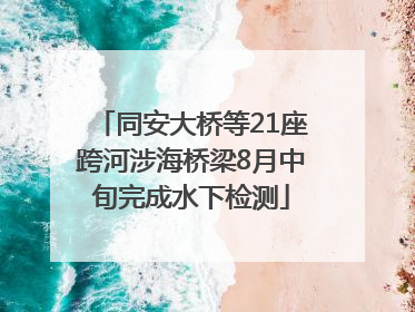 同安大桥等21座跨河涉海桥梁8月中旬完成水下检测