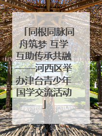 同根同脉同舟筑梦 互学互助传承共融——河西区举办津台青少年国学交流活动
