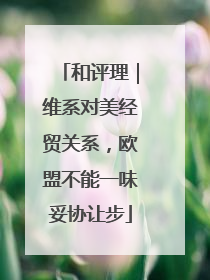 和评理｜维系对美经贸关系，欧盟不能一味妥协让步