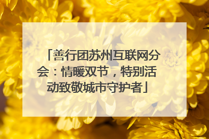 善行团苏州互联网分会：情暖双节，特别活动致敬城市守护者