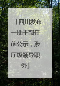 四川发布一批干部任前公示，涉厅级领导职务