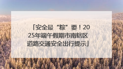 安全最“粽”要！2025年端午假期市南辖区道路交通安全出行提示