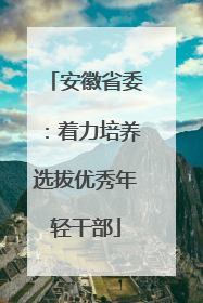 安徽省委：着力培养选拔优秀年轻干部
