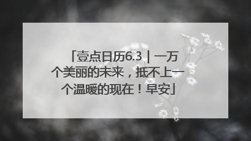 壹点日历6.3｜一万个美丽的未来，抵不上一个温暖的现在！早安