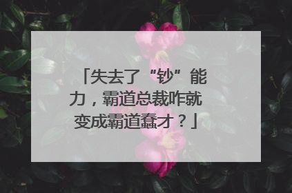 失去了“钞”能力，霸道总裁咋就变成霸道蠢才？