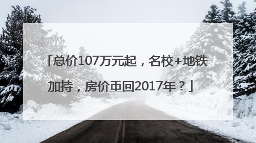 总价107万元起，名校+地铁加持，房价重回2017年？