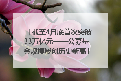 截至4月底首次突破33万亿元——公募基金规模屡创历史新高