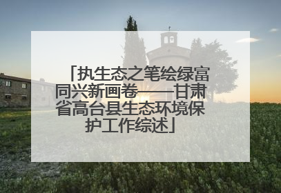 执生态之笔绘绿富同兴新画卷——甘肃省高台县生态环境保护工作综述
