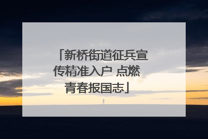 新桥街道征兵宣传精准入户 点燃青春报国志