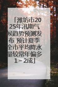 潍坊市2025年汛期气候趋势预测发布 预计夏季全市平均降水量较常年偏多1～2成