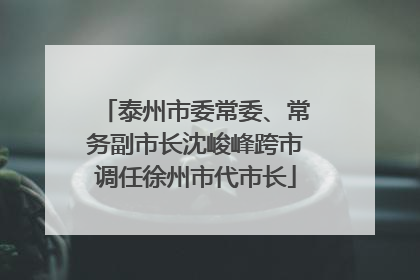 泰州市委常委、常务副市长沈峻峰跨市调任徐州市代市长