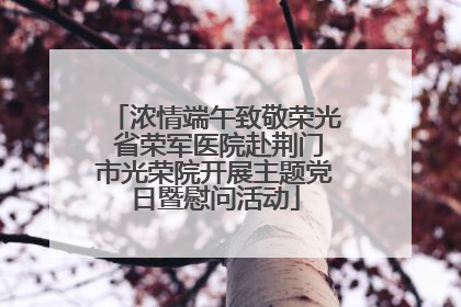 浓情端午致敬荣光 省荣军医院赴荆门市光荣院开展主题党日暨慰问活动