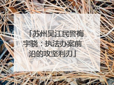 苏州吴江民警梅宇骁：执法办案前沿的攻坚利刃