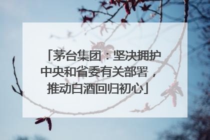茅台集团：坚决拥护中央和省委有关部署，推动白酒回归初心