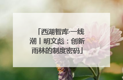 西湖智库·一线潮丨明文彪：创新雨林的制度密码