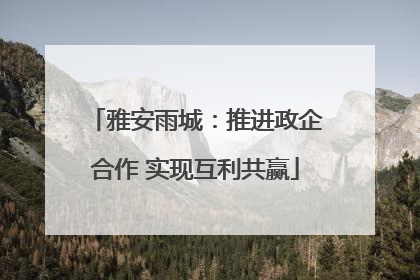 雅安雨城：推进政企合作 实现互利共赢