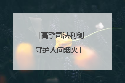 高擎司法利剑 守护人间烟火
